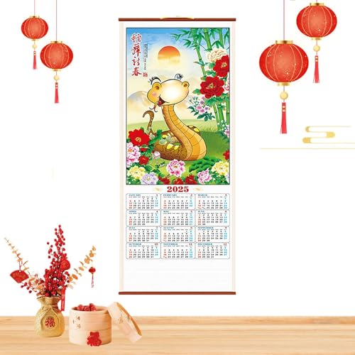 Mond-Hängekalender, chinesischer Wandkalender, Jahr der Schlange, monatlich, fällt nicht so leicht ab, kann lange verwendet werden, 76,2 cm für die Wand von Dgkdek