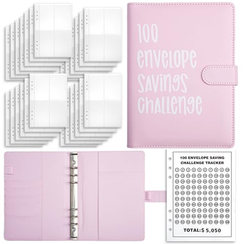 Dhqkqg 100 Envelope Saving Challenge, Geldsparbinder Budget Planner, A5 Budget Planer Umschlagmethode, Sparen Sie 5050 € Budgetplaner, Sparen Herausforderung Binder, Für Zuhause Schule von Dhqkqg