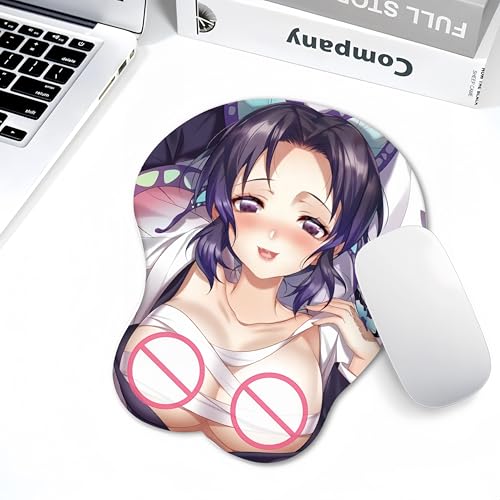 DiXinfz Ghost Slayer Kamado Nezuko,Kanroji Mitsuri,Kochou Shinobu 3D-Anime-Mauspad, Handgelenkstütze, Motiv Zeichnung, Stereoskopisches Mauspad, für Büro, Laptop (Kochou Shinobu2) von DiXinfz