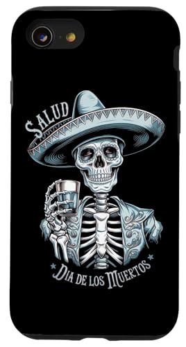 Hülle für iPhone SE (2020) / 7 / 8 Mexikanisches Skelett mit Sombrero Salud Tequila Trinkparty von Dia De Los Muertos Day of the Dead Men Women Tees