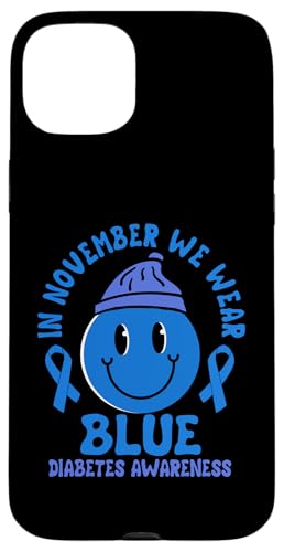 Hülle für iPhone 15 Plus Unterstützung bei der Aufklärung über Diabetes Blue Ribbon Weltdiabetestag von Diabetes Awareness Month Design Diabetic Support