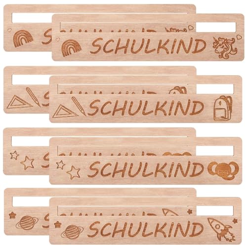 Dianelhall Einschulung Geschenk 8 Stück Schulkind Lesezeichen Kinder Lesehilfe Schulanfang Geschenk Schulkind Schultüte Lesezeichen aus Holz 20 x 5 cm für Buchliebhaber Lesehilfe für Schulkinder von Dianelhall