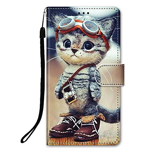 DiaryTown Hülle Kompatibel mit Samsung Galaxy A52 4G / 5G / A52S 5G Leder Handyhülle mit Silikon Case Stoßfeste Hülle PU Leder Flip Handytasche Kartenfach Schutzhülle Ledertasche Wallet Case, Katze A von DiaryTown