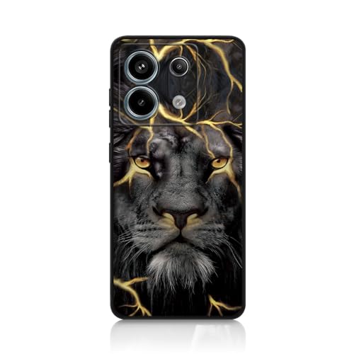 DiaryTown Hülle Kompatibel mit Xiaomi Redmi Note 13 Pro 5G Hülle Silikon mit Motiv Handyhülle Ultra Dünn Schwarz Case Cover Kratzfest Stoßfeste Kameraschutz Schutzhülle für Poco X6 5G - Goldener Löwe von DiaryTown