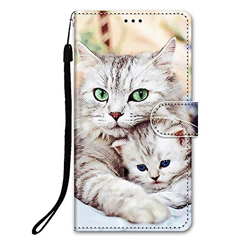 DiaryTown Hülle für Xiaomi Redmi Note 12 4G PU Leder Handyhülle mit Tier Muster Lederhülle Kartenfach Klapphülle 360 Stoßfest Schutzhülle Silikon Case Cover Flip Brieftasche Handytasche - Süße Katze von DiaryTown