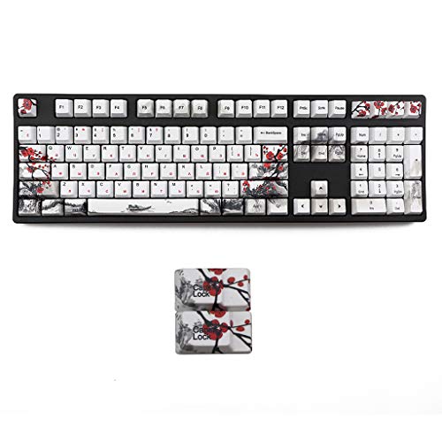 Diarypiece PBT OEM Profil Tastenkappe 110 Tasten Farbsublimations Tastenkappen Für Mechanische Tastatur Pflaumenblüten Thema Retro Tastenkappen von Diarypiece