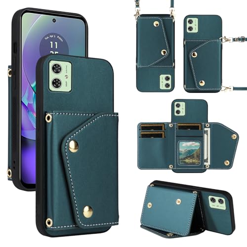 Dibosom Luxuriöse Brieftaschen-Schutzhülle für Motorola Moto G54 5G mit 5 Kartenfächern, dünn, dünn, Flip-Geldbörse und Schultergurt, PU-Leder, Kreditkartenhalter, Ständer, Zubehör, Handyhülle für G von Dibosom