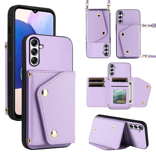 Dibosom Luxuriöse Brieftaschen-Schutzhülle für Samsung Galaxy A05s/A05 mit dünner, schlanker Klapptasche und Schultergurt, PU-Leder, Kreditkartenfächer, Ständer, Zubehör, Handyhülle für Ao5s, Ao5, A von Dibosom