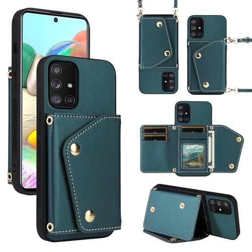 Dibosom Luxuriöse Brieftaschen-Schutzhülle für Samsung Galaxy A51 4G, mit dünnem, schlankem Klappetui und Schultergurt, PU-Leder, Kreditkartenfächer, Ständer, Zubehör, Handyhülle, für A 51 M40S 51A von Dibosom