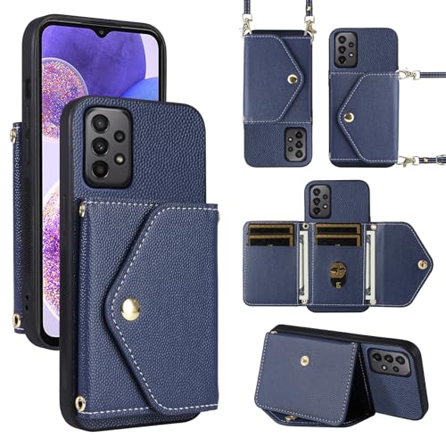 Dibosom Minimalistische Brieftaschen-Schutzhülle für Samsung Galaxy A33 5G mit Schultergurt, 6 Kartenfächer, dünn, dünn, Flip-Geldbörse, PU-Leder, Kreditkartenhalter, Ständer, Zubehör, Handyhülle für von Dibosom