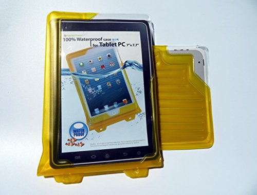 DiCAPac WP-T7 Universelle, wasserdichte Hülle für Acer Iconia W3 / W4-820 in Gelb (Doppel-Klettverschluss, IPX8-Zertifizierung zum Schutz vor Wasser bis 5 m Tiefe; integriertes Luftkissen treibt auf dem Wasser & schützt das Gerät; extraklare Polycarbonat-Fotolinse; inklusive Trageriemen) von DicaPac