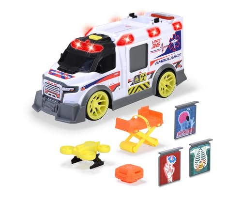 Dickie Toys - großer Spielzeug-Krankenwagen mit vielen Extras (35,5 cm) - Rettungswagen mit Spiel-Drohne, Zubehör, Licht & Sound, Spielzeugauto für Kinder ab 3 Jahre von Dickie Toys