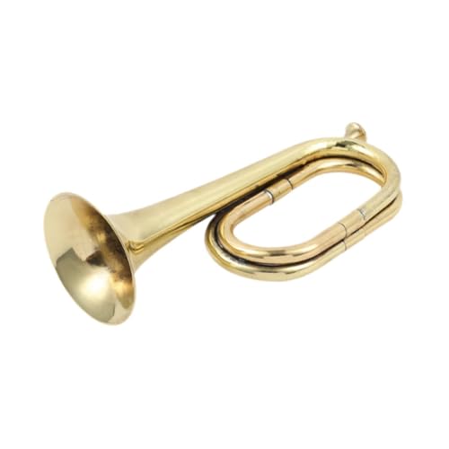 Dickly Trompete Vollmessing-Trompete, Musikinstrument Scout Bugle Marching Bugle für Schulkavallerieorchester Kinder, Gold von Dickly