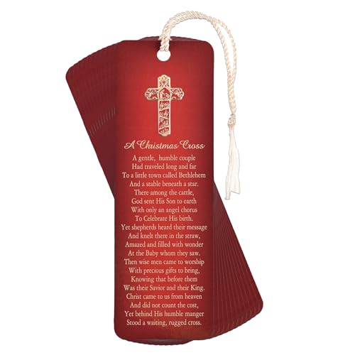 Dickson's A Christmas Cross – Behind His Humble Manger Stood A Waiting, Rugged Cross – Rot/Gold, 15,2 x 5,1 cm, Papier/Quaste, Platzhalter-Lesezeichen, 12 Stück von Dicksons