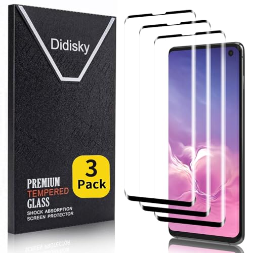 Didisky 3 Stück Schutzfolie Kompatibel mit Samsung Galaxy S10,3D-Volle Bedeckung gehärtetes Glas,9H Hartglas, High Definition Schutzfolie,Anti-Kratzen,Einfach anzuwenden von Didisky