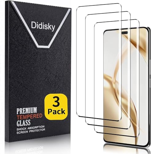 Didisky Displayschutzfolie für Honor 200 Pro 5G, 3D gebogene vollständige Abdeckung, HD gehärtetes Glas, 9H, kratzfest, einfach zu bedienen, 3 Stück von Didisky