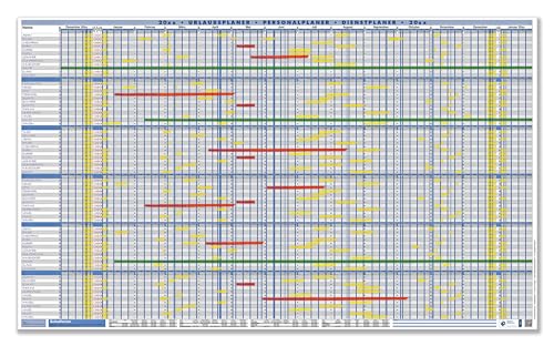 2025 SUPER-SIZE Urlaubsplaner Personalplaner für 72 Mitarbeitende von Die Kalenderversender