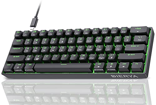 Dierya DK61se Gaming Tastatur,60% Prozent Mechanische Tastatur mit Blue Clicky Switch,Ultra-Compact Mini 61 Tasten Anti-Ghosting,Typ-C-Datenkabel,US Layout für PC Windows Gamer Typist,Schwarz von Dierya