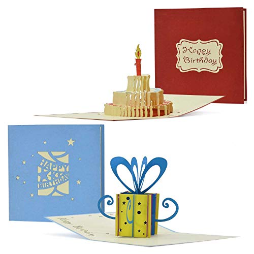 Geburtstagskarten Set Happy Birthday mit 2 Pop up Glückwunschkarten zum Geburtstag, Grußkarten edel als Gutschein, Geschenk und Geldgeschenke Verpackung, Set12 von Diese-Klappkarten