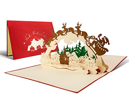 Weihnachtskarten, Winterlandschaft, Pop-Up Karte, handmade, edel, Grußkarte W03 von Diese-Klappkarten