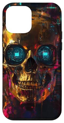 Hülle für iPhone 12 mini Skull Cyberpunk Accents Skull Art Kopfhörer von Digital art Colors Futuristic Techno