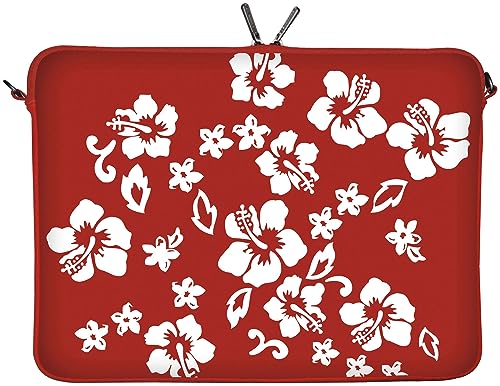 Digittrade LS107-15 Red Flower Designer Laptoptasche 15,6 Zoll (39,1 cm) Neopren Laptop-Hülle Sleeve Tasche Schutzhülle Cover Case Bag rot-weiß von Digittrade