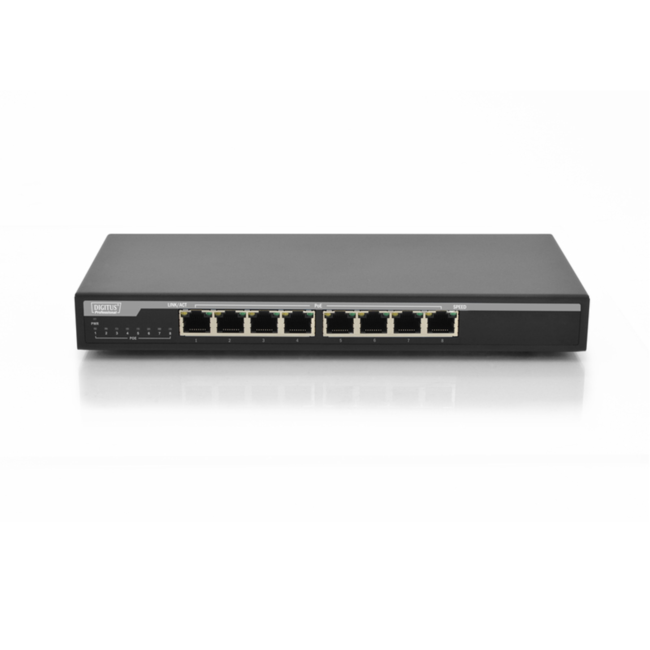 DIGITUS Switch 8-Port  Gigabit 135W PoE Unmanaged schwarz von Digitus