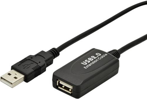 Digitus USB-Kabel USB 2.0 5.00m Aktiv mit Signalverstärkung USB-A Stecker, USB-A Buchse Schwarz DA- von Digitus