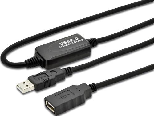 Digitus USB-Kabel USB 2.0 USB-A Stecker, USB-A Buchse 10.00m Schwarz DA-73100-1 von Digitus