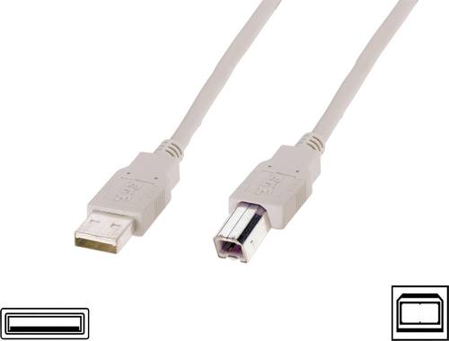 Digitus USB-Kabel USB 2.0 USB-A Stecker, USB-B Stecker 1.80m Beige AK-300102-018-E von Digitus