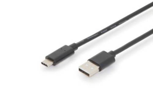 Digitus USB-Kabel USB 2.0 USB-C® Stecker, USB-A Stecker 3.00m Schwarz doppelt geschirmt, beidseitig von Digitus