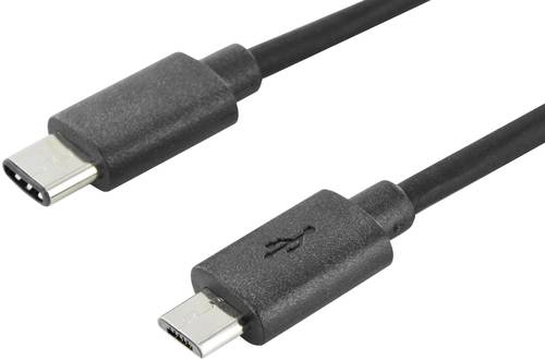 Digitus USB-Kabel USB 2.0 USB-C® Stecker, USB-Micro-B Stecker 1.80m Schwarz Rund, beidseitig verwen von Digitus