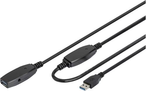 Digitus USB-Kabel USB 3.2 Gen1 (USB 3.0 / USB 3.1 Gen1) USB-A Stecker, USB-A Buchse 10.00m Schwarz G von Digitus