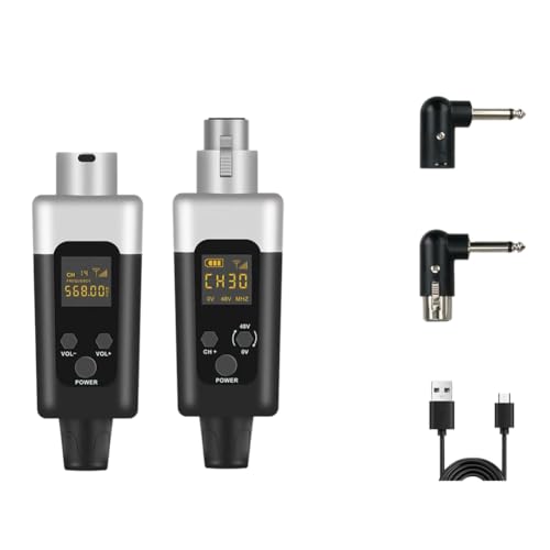 Diheohg 0 V/48 V Kabelloser XLR-Mikrofonsender und -Empfänger, Kabelloses Mikrofonsystem, Wiederaufladbar, für Dynamisches Mikrofon von Diheohg