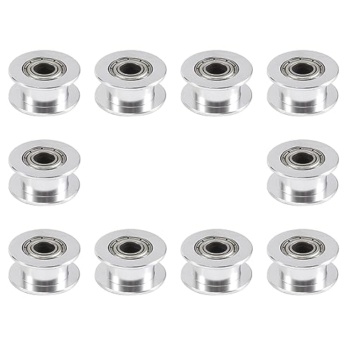 Diheohg 20 Zahnlose Bohrung 5 Mm Aluminium Zahnriemen Umlenkrolle für 3D-Drucker 6 Mm Breite Zahnriemen (Packung mit 10 StüCk) von Diheohg