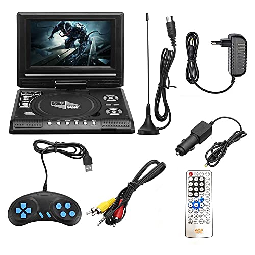 Diheohg Tragbarer 7,8 TV Heim Auto DVD Abspieler HD VCD CD MP3 HD EVD Abspieler mit TV/FM/USB/Spiel Funktion EU Stecker von Diheohg