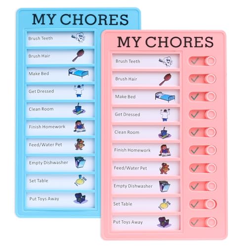 Dimeho 2 Stück Aufgabendiagramm Checklistentafel meine Aufgaben Routinediagramm wiederverwendbare Kunststoff-Memotafeln tägliche Routine-Zeitplantafel für Heimplanungserinnerung (blau/rosa) von Dimeho