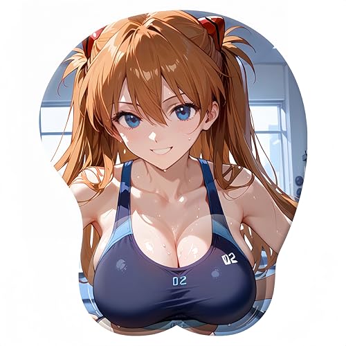 Dingweiming Neon Genesis Evangelion Mauspad, ergonomisches 3D-Anime-Mauspad mit Gel-Handgelenkauflage und rutschfester Unterseite aus Polyurethan. Asuka Langley Soryu von Dingweiming