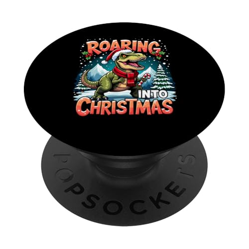 Roaring Christmas Weihnachten Lustiges Dinosaurier T-Rex PopSockets Klebender PopGrip von Dinosaurier Weihnachten Xmas Dino T-Rex Shop