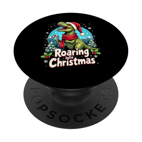 Roaring Christmas Weihnachten Lustiges Dinosaurier T-Rex PopSockets Klebender PopGrip von Dinosaurier Weihnachten Xmas Dino T-Rex Shop