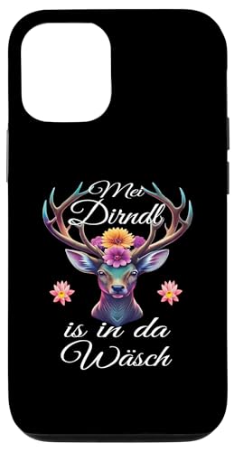 Hülle für iPhone 14 Damen Volksfest Hirsch Reh Kostüm Blumen Trachten T-Shirt von Dirndl Ersatz Mädchen Damen Trachtenshirt Bayern