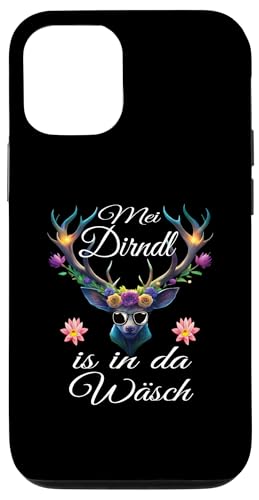 Hülle für iPhone 14 Pro Damen Volksfest Hirsch Reh Kostüm Blumen Trachten T-Shirt von Dirndl Ersatz Mädchen Damen Trachtenshirt Bayern