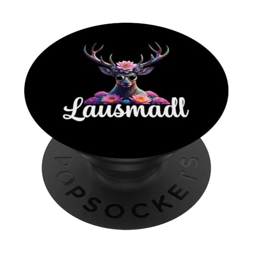 Lausmadl Damen Volksfest Hirsch Reh Kostüm Blumen Trachten PopSockets mit austauschbarem PopGrip von Dirndl Ersatz Mädchen Damen Trachtenshirt Bayern