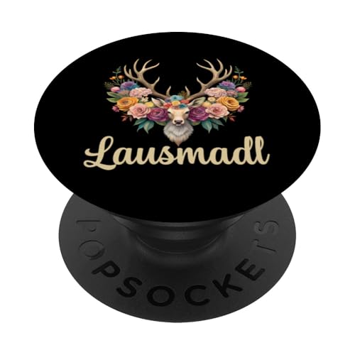 Lausmadl Damen Volksfest Hirsch Reh Kostüm Blumen Trachten PopSockets mit austauschbarem PopGrip von Dirndl Ersatz Mädchen Damen Trachtenshirt Bayern