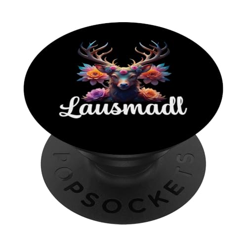 Lausmadl Damen Volksfest Hirsch Reh Kostüm Blumen Trachten PopSockets mit austauschbarem PopGrip von Dirndl Ersatz Mädchen Damen Trachtenshirt Bayern