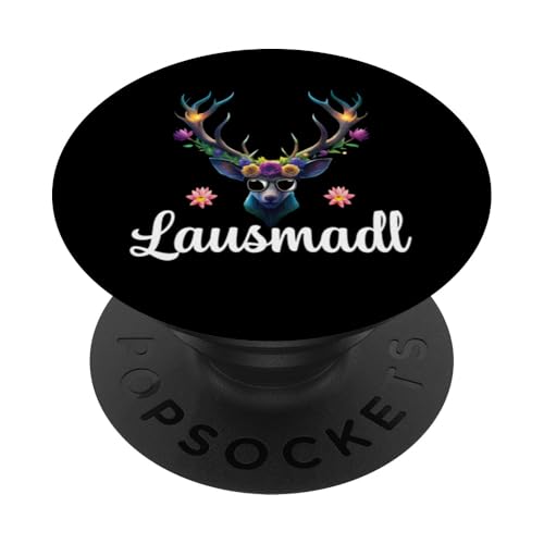 Lausmadl Damen Volksfest Hirsch Reh Kostüm Blumen Trachten PopSockets mit austauschbarem PopGrip von Dirndl Ersatz Mädchen Damen Trachtenshirt Bayern