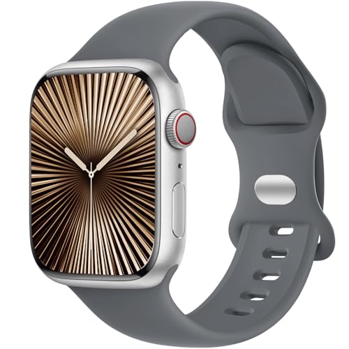 Dirrelo Armband Kompatibel mit Apple Watch Armband 46mm 45mm 44mm 42mm 49mm Herren Damen, Weich Silikon Sportarmband Ersatz band für iWatch SE Ultra 2 Series 10 9 8 7 6 5 4 3 2 1, Holzkohle von Dirrelo