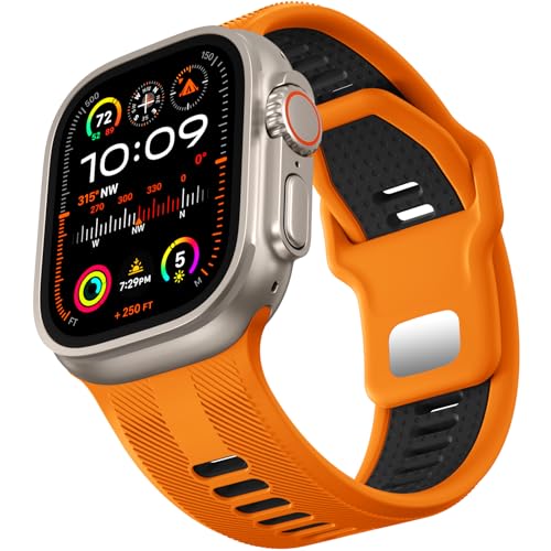 Dirrelo Armband Kompatibel mit Apple Watch Ultra 2 Armband 49mm 46mm 45mm 44mm 42mm Herren, 26mm Breit Zweifarbig Weich Silikon Sportarmband für iWatch SE Ultra 2 Series 10 9 8 7 6 5 4 3 2 1 von Dirrelo