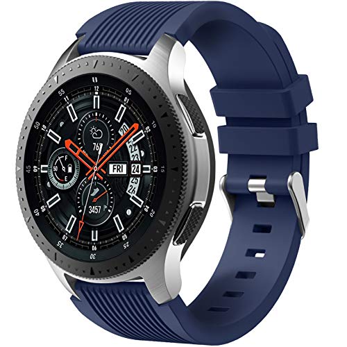 Dirrelo Armband Kompatibel mit Samsung Galaxy Watch 3 45mm/Galaxy Watch 46mm/Huawei GT 2 46mm, 22mm Weiche Silikon Sport Armbänder Ersatz für Samsung Gear S3 Frontier für Herren Damen, Dunkelblau von Dirrelo