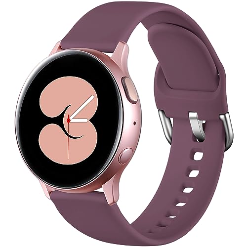 Dirrelo Armband Kompatibel mit Samsung Galaxy Watch 7/6/5/4 40mm 44mm/Samsung Galaxy Watch Active/Active 2, Silikon Sport Ersatzarmband für Galaxy Watch 5 Pro 45mm/Watch 6/4 Classic,RauchViolett,S von Dirrelo